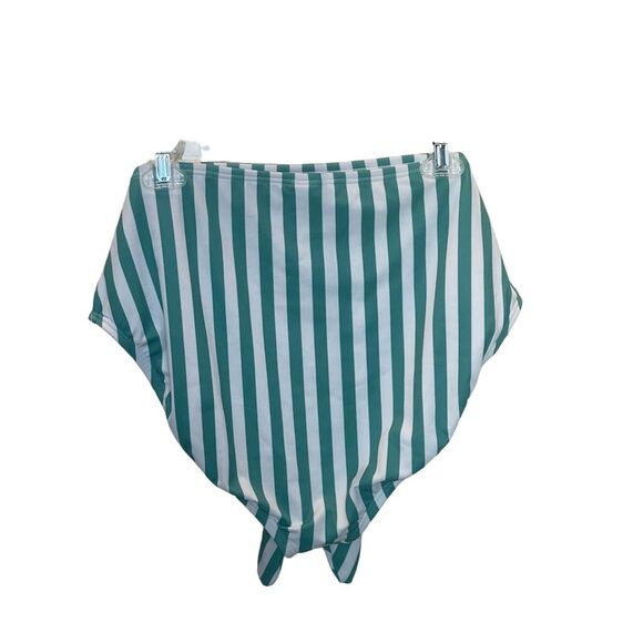 GabiFresh x Swimsuits For All Plus Size 22 Green Striped Tie Front Bikini Bottom - Picture 2 of 5